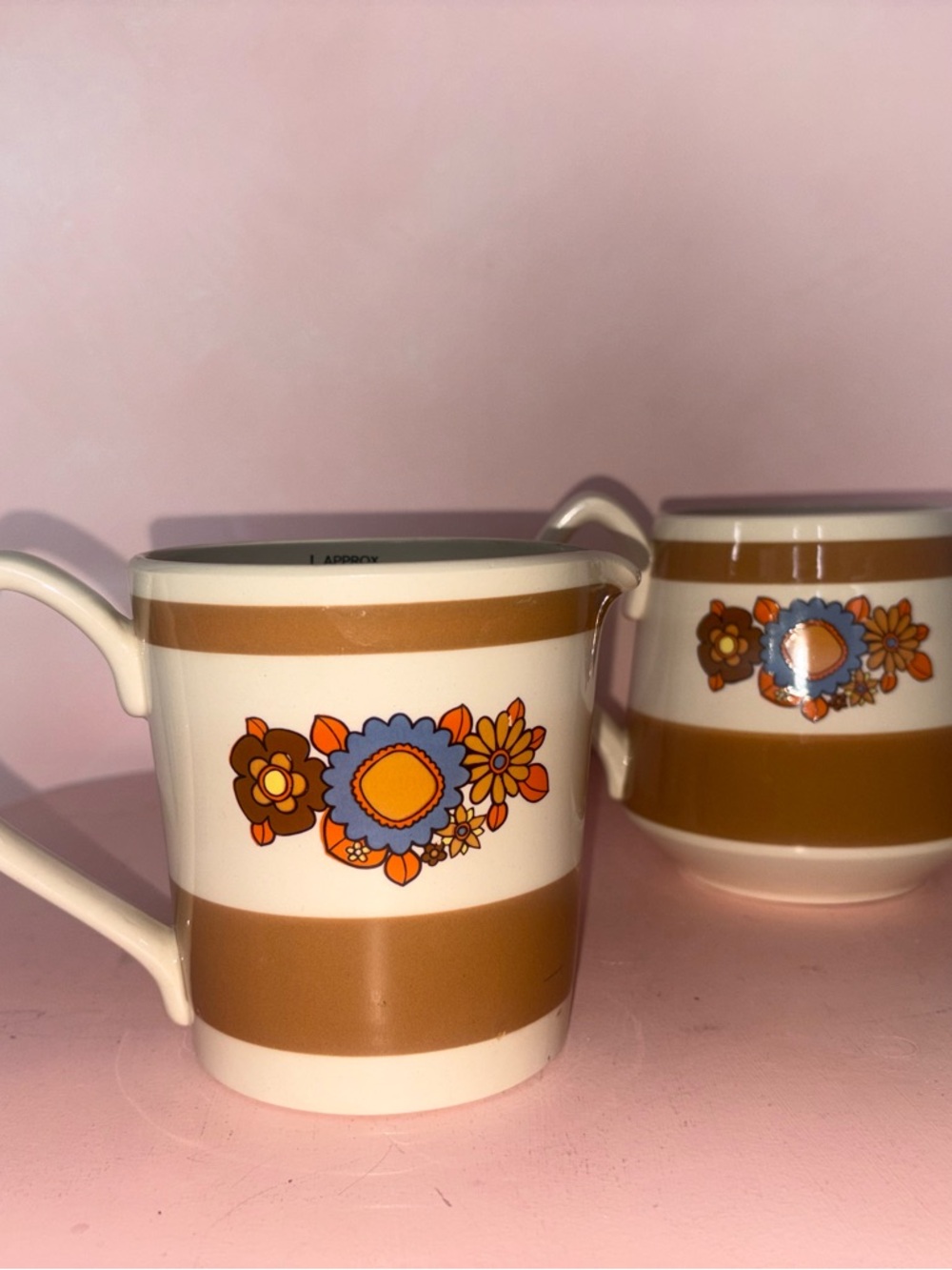 Sadler England  VintageCeramic Mug in Brown and Orange Floral